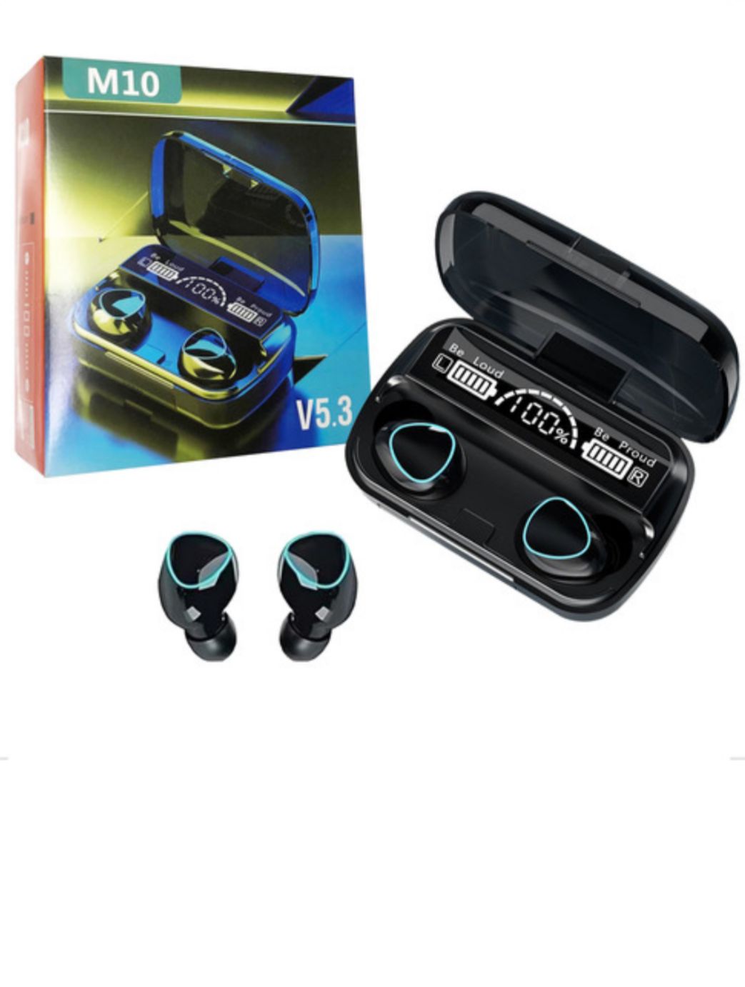 Fone De Ouvido Intra-auricular TWS Bluetooth Sem Fio Á Prova D'água Controle De Toque Wireless 5.3 Case Carregamento M10