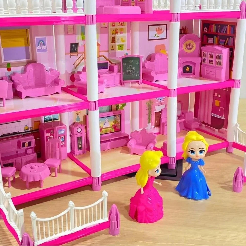 Casinha de Boneca Castelo da Princesa 240 peças com 3 bonecas - GGB Plast