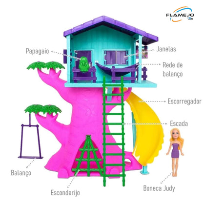 Boneca Judy Casa na Arvore c/ boneca Playset Brinquedo Menina