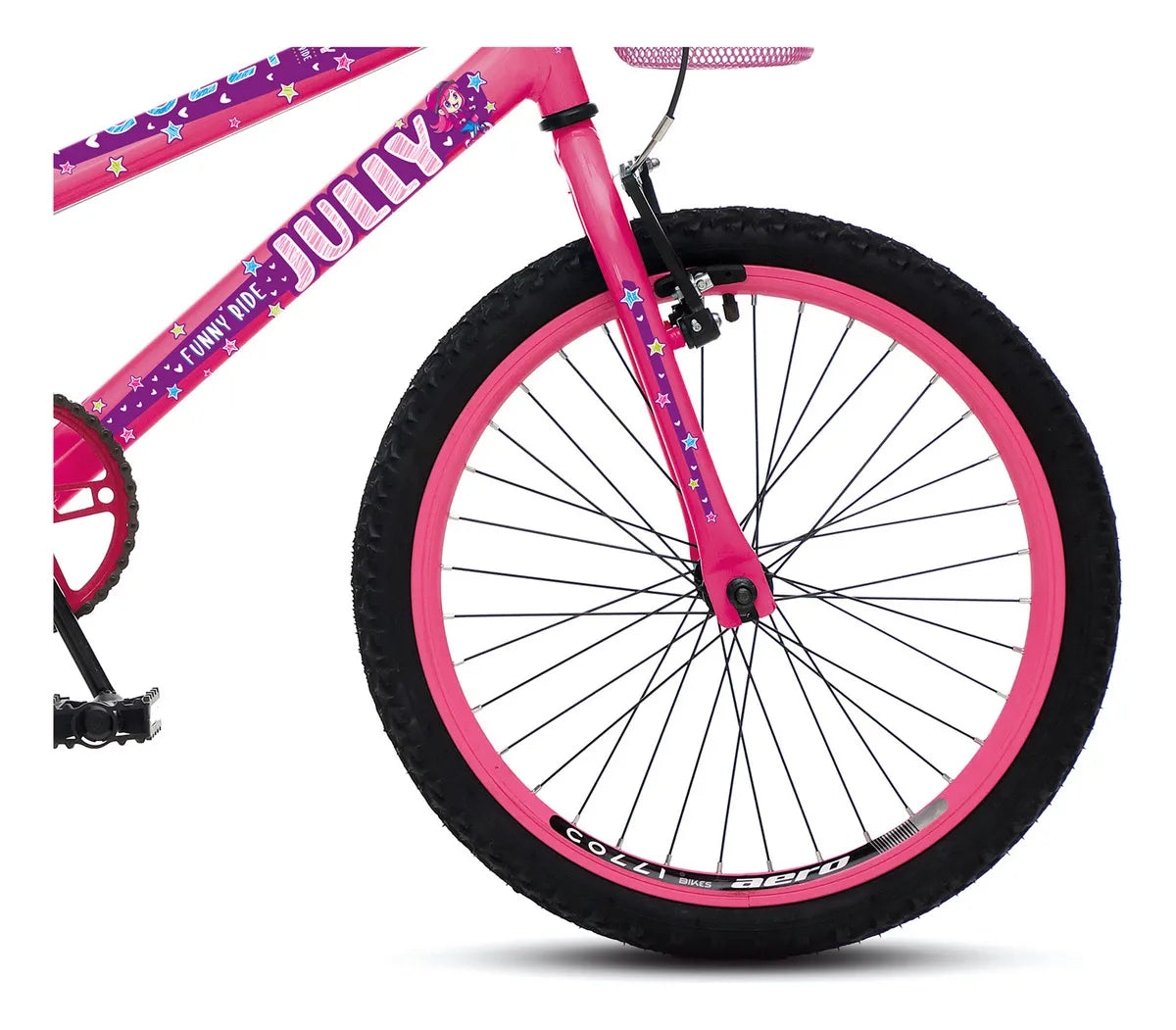 Bicicleta Aro 20 Jully Rosa Neon com Cestinha - Colli Bike
