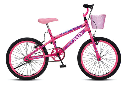 Bicicleta Aro 20 Jully Rosa Neon com Cestinha - Colli Bike