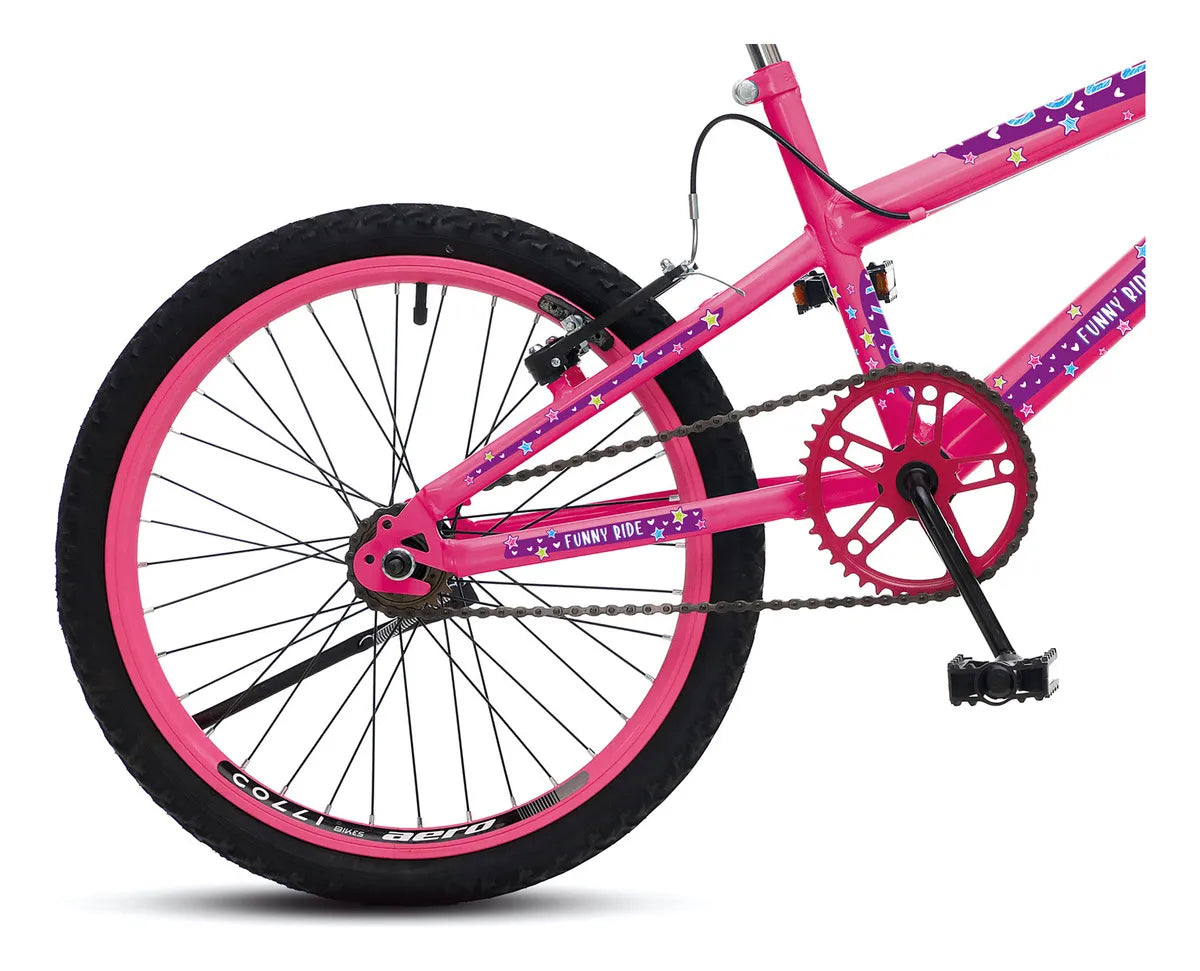 Bicicleta Aro 20 Jully Rosa Neon com Cestinha - Colli Bike