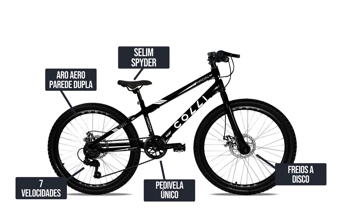 Bicicleta Aro 24 Airon Preta - Colli Bike