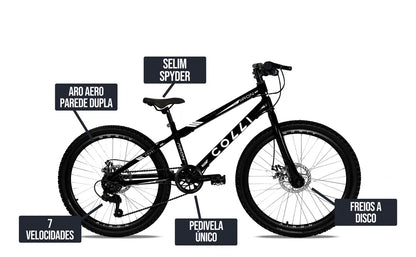 Bicicleta Aro 24 Airon Preta - Colli Bike
