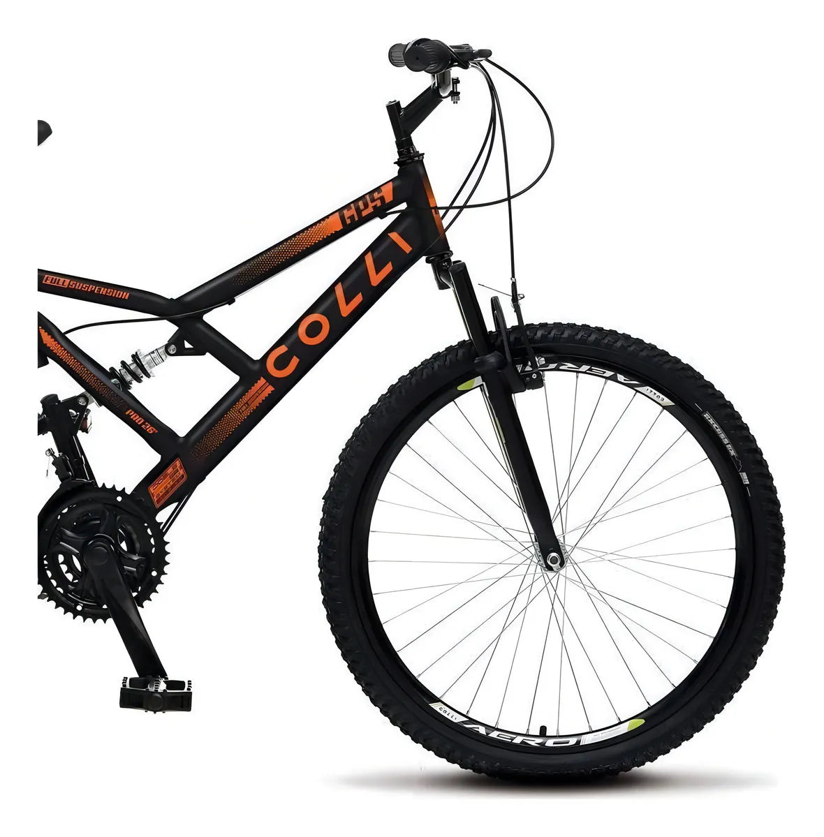 Bicicleta Aro 26 Aero Preto Fosco e Laranja - Colli Bike