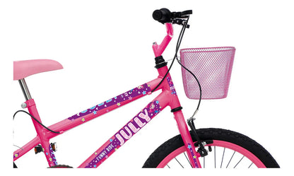 Bicicleta Aro 20 Jully Rosa Neon com Cestinha - Colli Bike