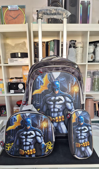 Kit Mochila de Rodinhas Grande + Lancheira Térmica + Estojo