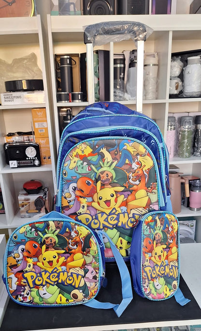 Kit Mochila de Rodinhas Grande + Lancheira Térmica + Estojo