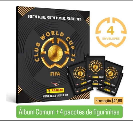 Kit Álbum do Super Mundial de Clubes 2025 + 04 pacotes de figurinhas - Originais