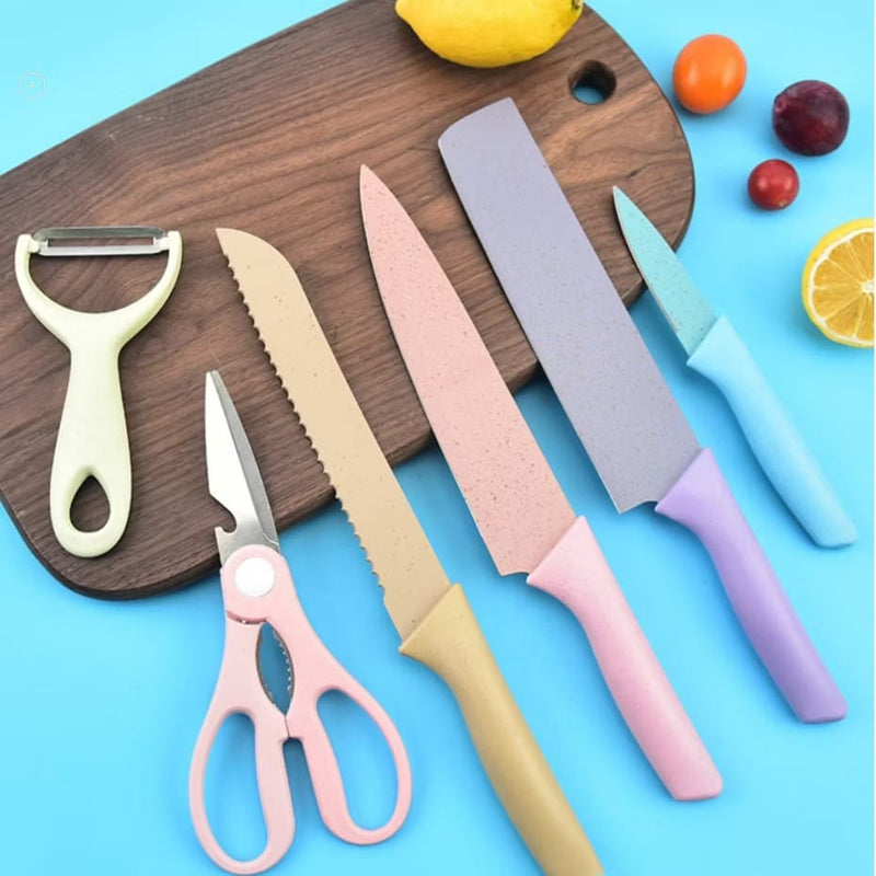 Kit 6 peças - Facas, tesoura e descascador de legume