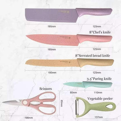 Kit 6 peças - Facas, tesoura e descascador de legume