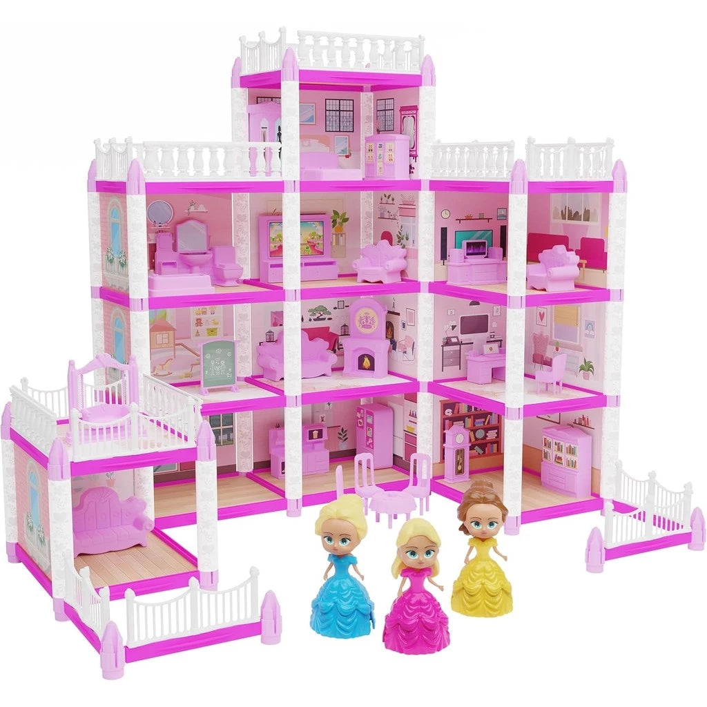 Casinha de Boneca Castelo da Princesa 240 peças com 3 bonecas - GGB Plast
